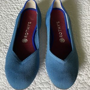 Rothy’s denim color with stripe heel 9.5